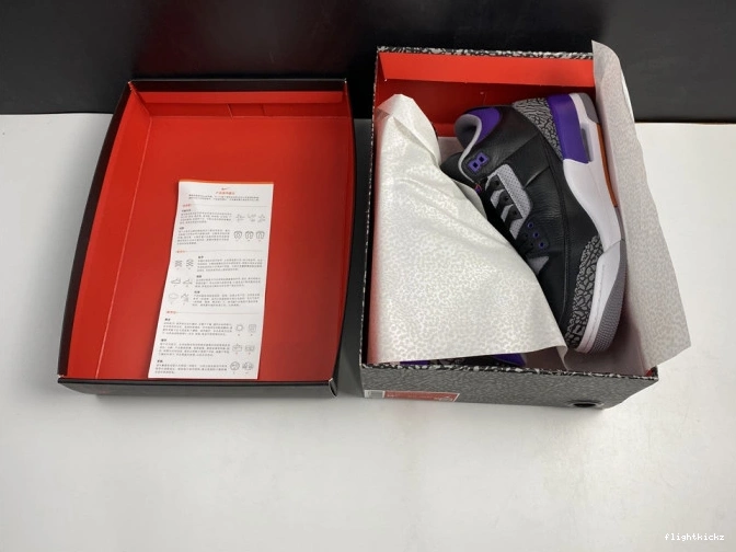 Jordan 3 Purple 050 Court Black CT8532 Air Retro 0803